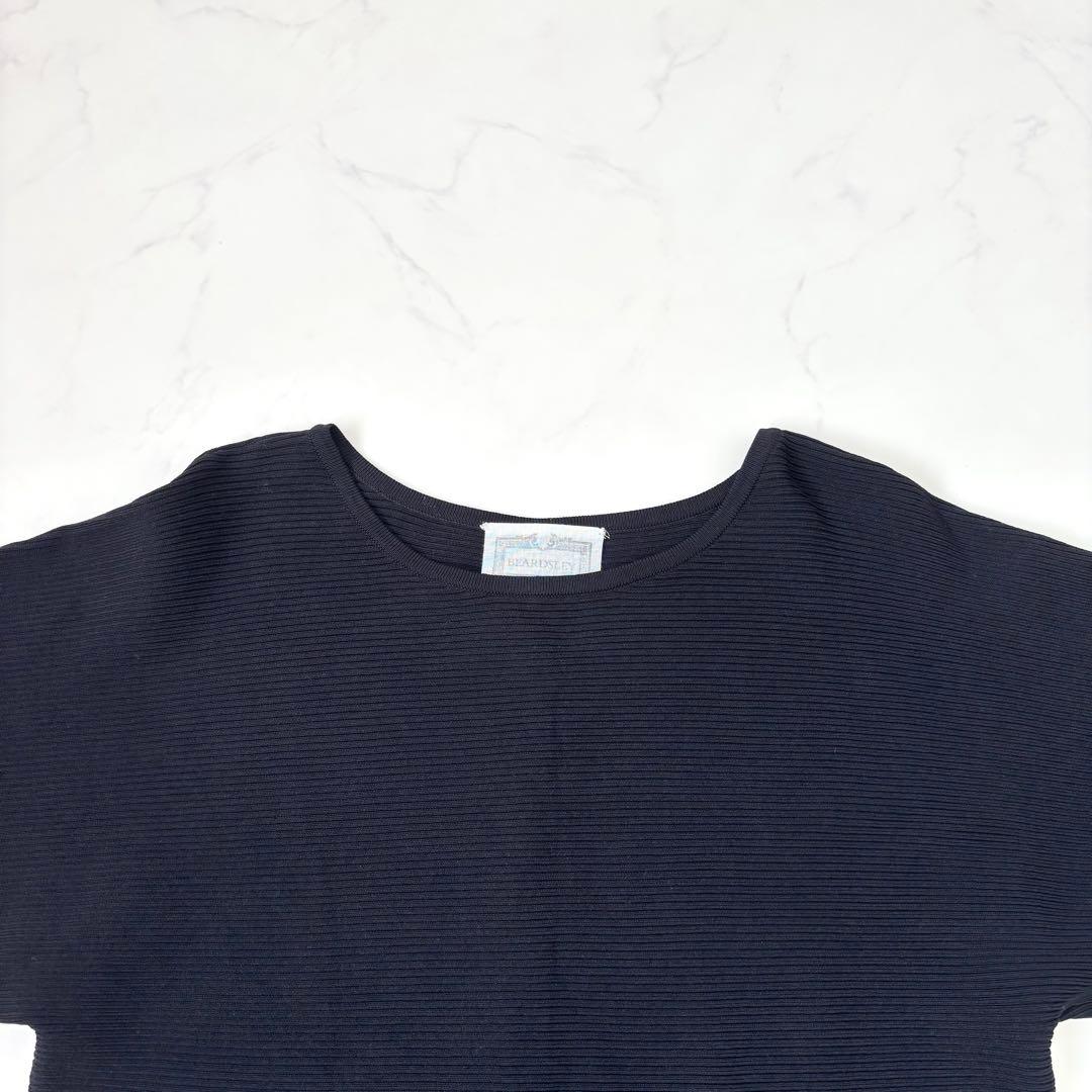【極美品 25AW】ビアズリー 後ろパールニット ブラック 完売品 総リブ F