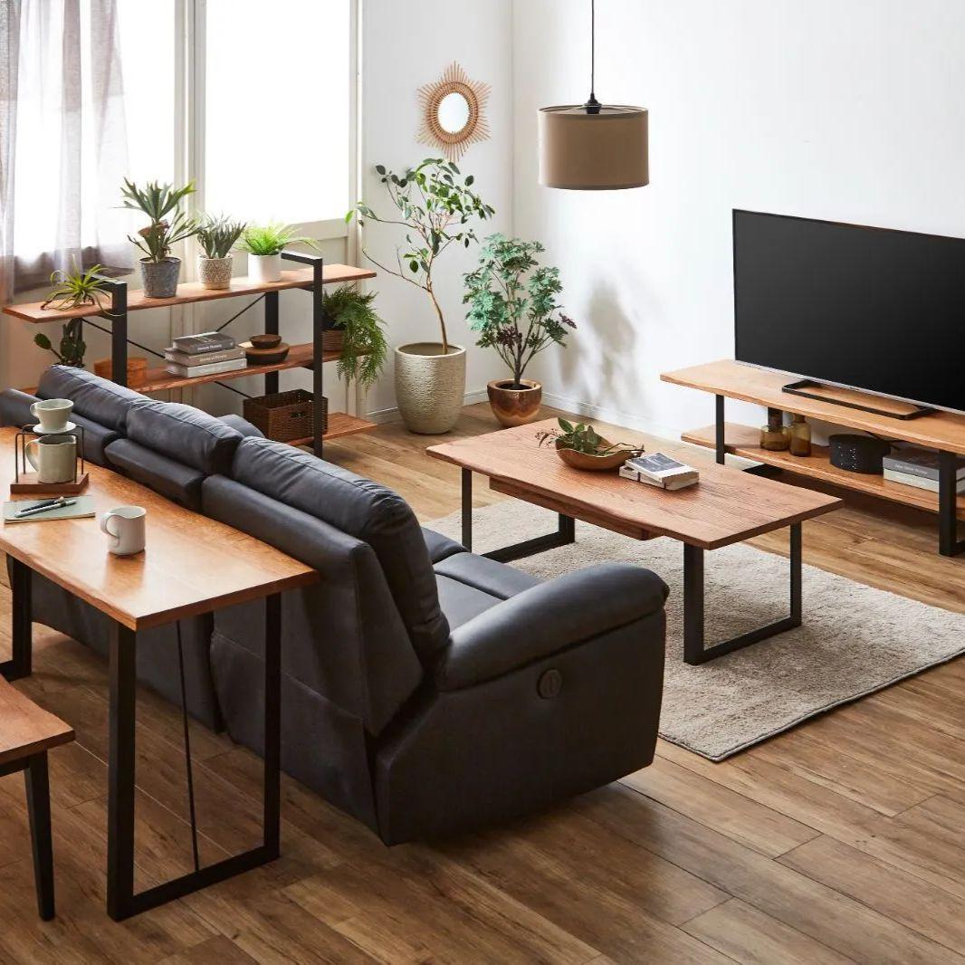 nana　120×60引出付　センターテーブル　オーク天然木　アイアン