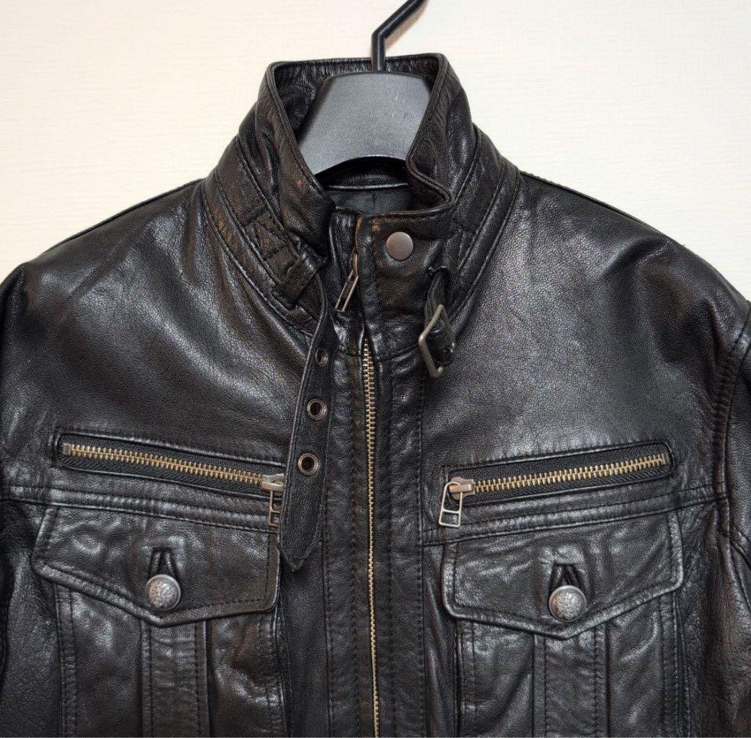 レザージャケット　ブラック　opium コーティング　エディボーイ　Iライン