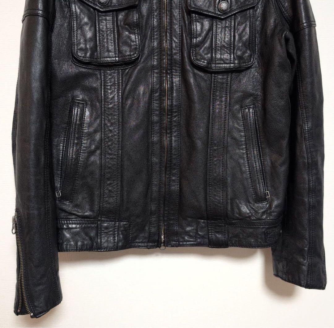 レザージャケット　ブラック　opium コーティング　エディボーイ　Iライン