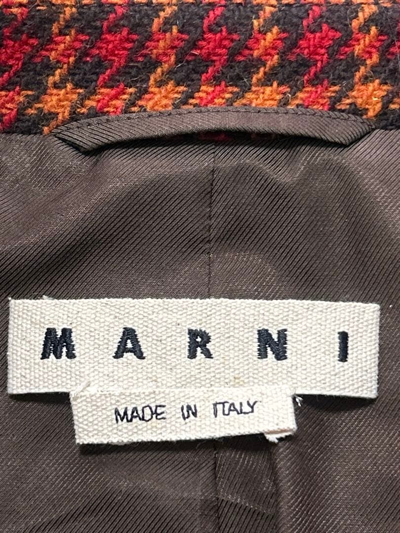 《試着のみ》MARNI マルニ　ステンカラーコート　ロング 千鳥柄 チェック
