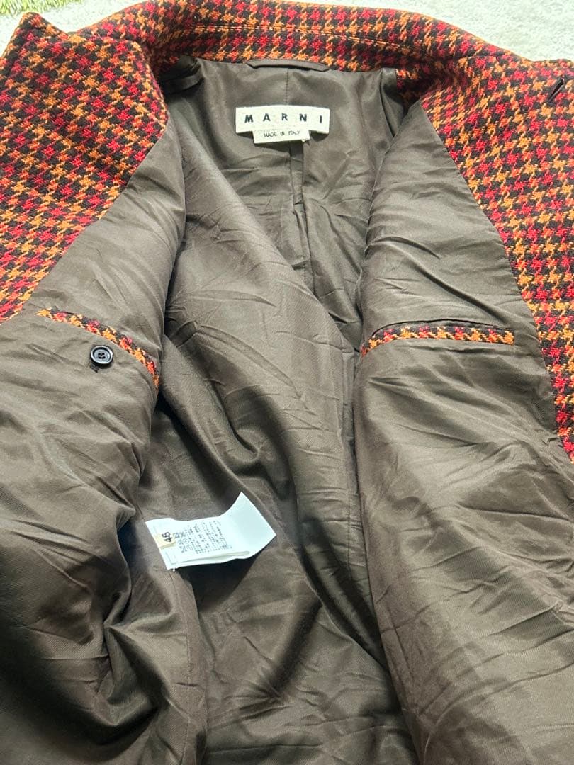 《試着のみ》MARNI マルニ　ステンカラーコート　ロング 千鳥柄 チェック