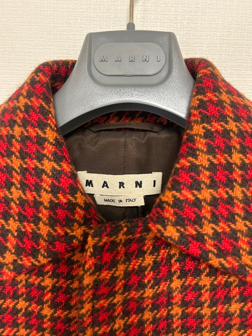 《試着のみ》MARNI マルニ　ステンカラーコート　ロング 千鳥柄 チェック