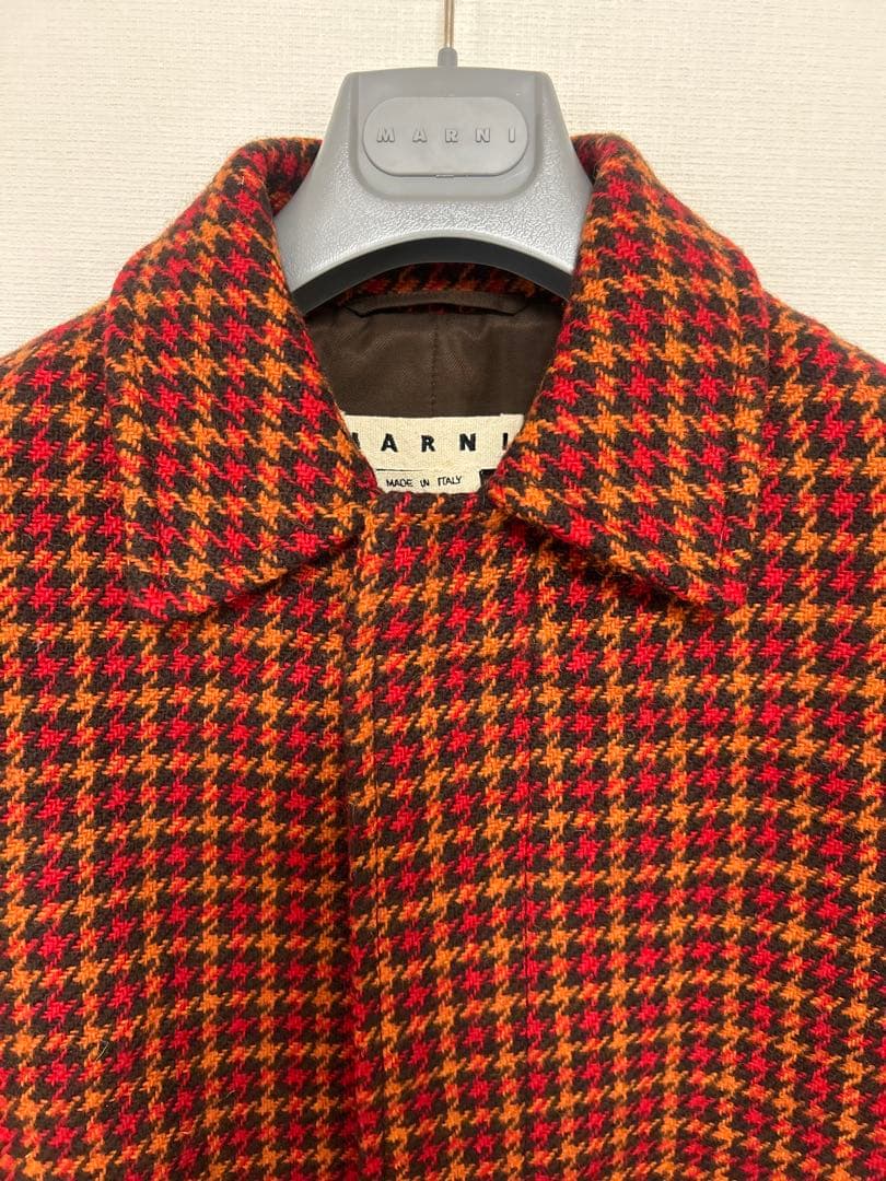 《試着のみ》MARNI マルニ　ステンカラーコート　ロング 千鳥柄 チェック