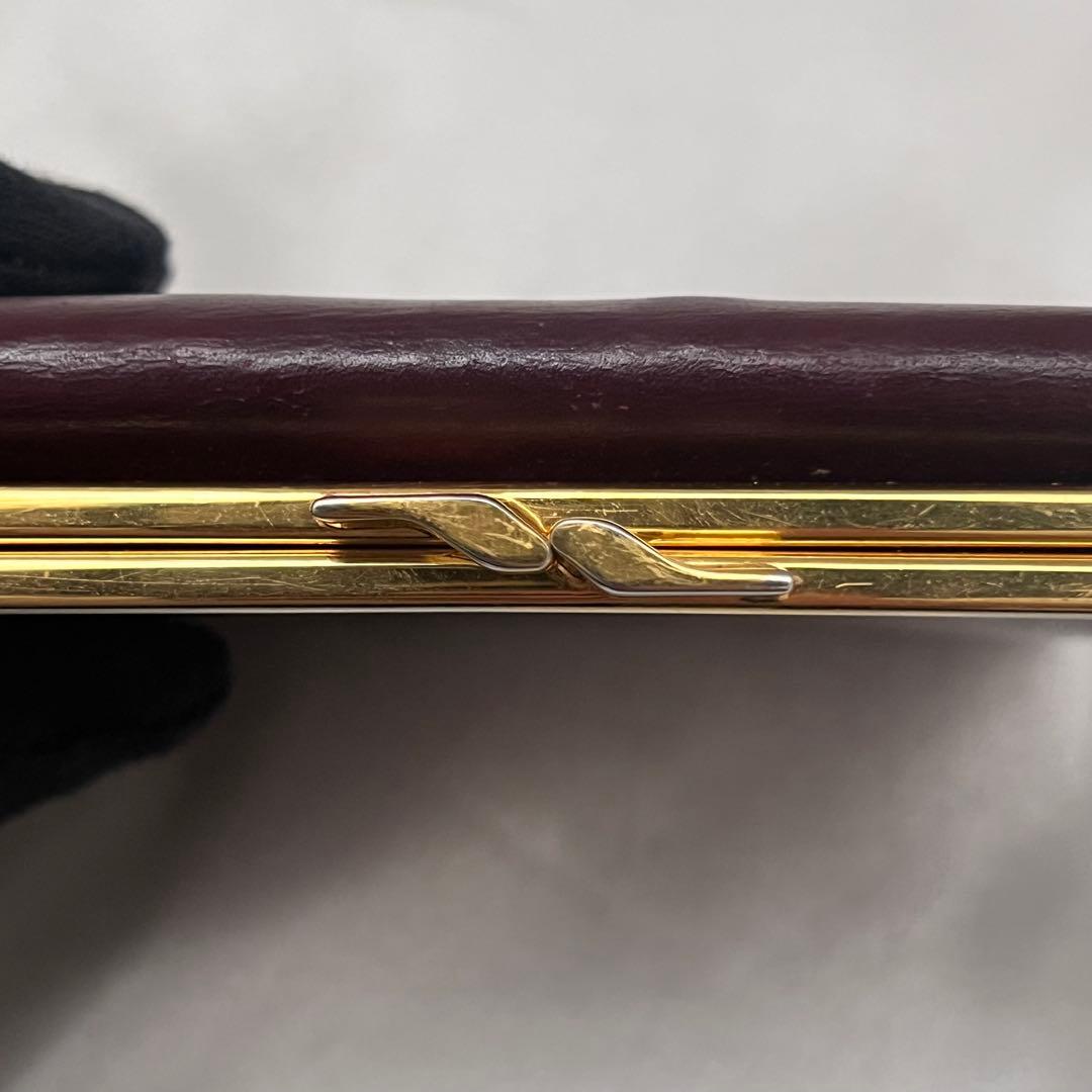◇美品◇カルティエ　マストライン　コンパクト財布　ゴールド×ボルドー　がま口