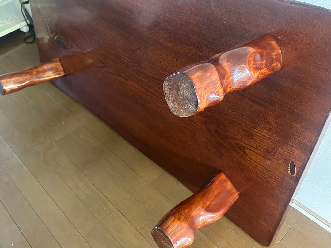 一枚板 無垢材の自然木目座卓 ダイニングテーブル