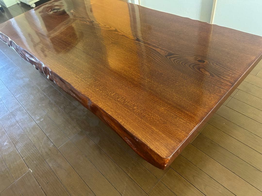 一枚板 無垢材の自然木目座卓 ダイニングテーブル