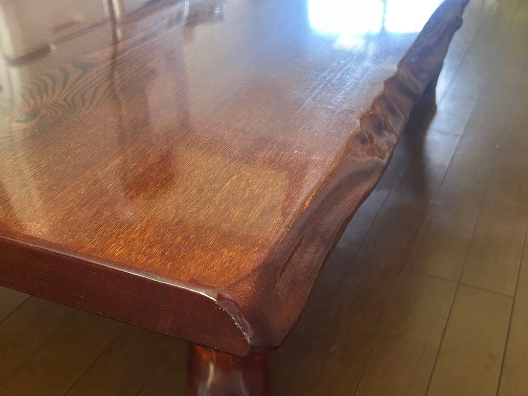 一枚板 無垢材の自然木目座卓 ダイニングテーブル