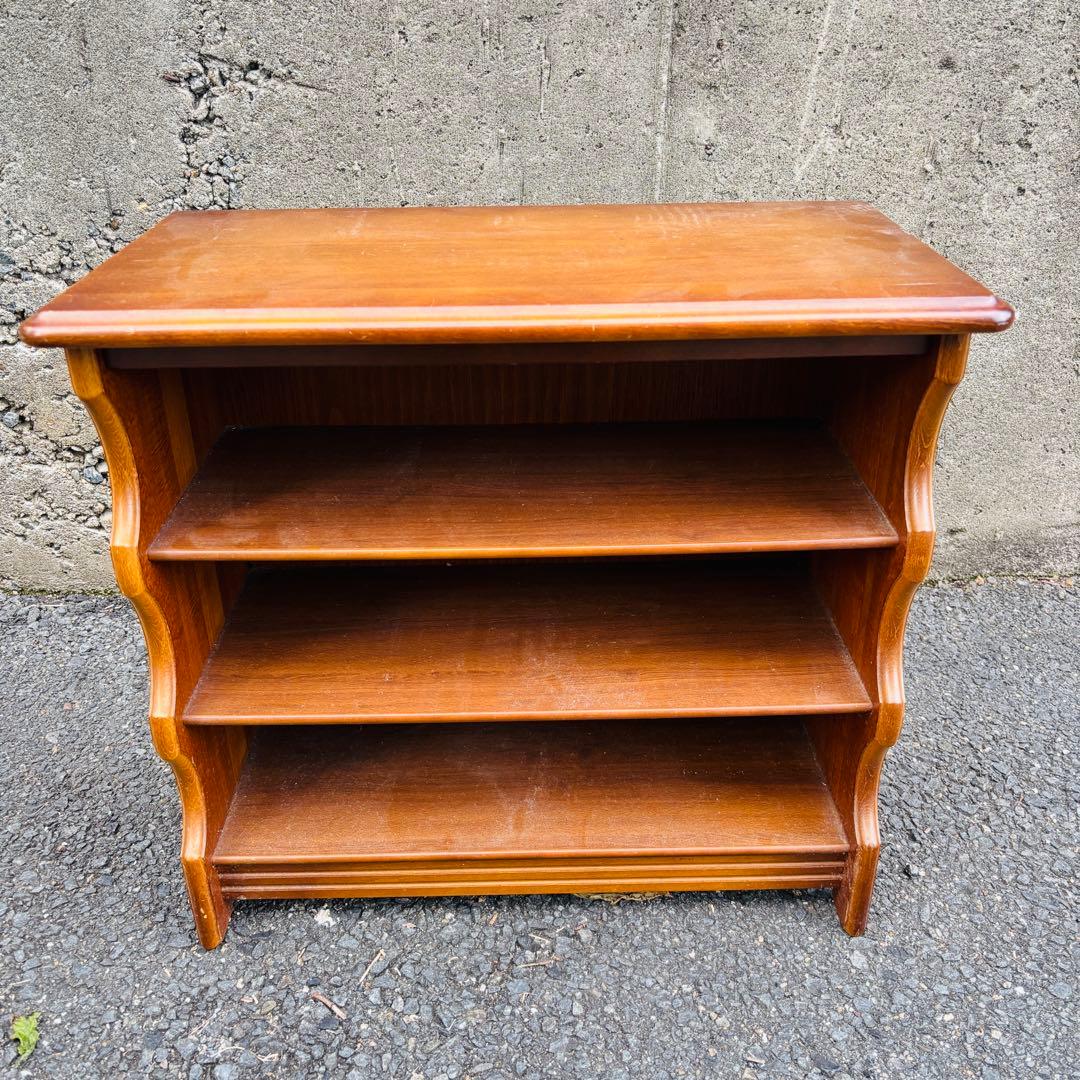 80's オールドカリモク karimoku コロニアル木製ラック 棚 古道具