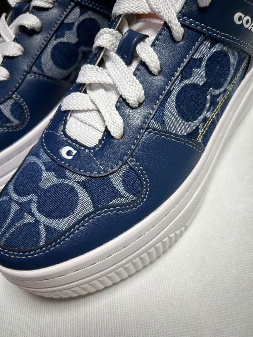 【新品】 COACH コーチ スニーカー スライダー 靴 24cm デニム