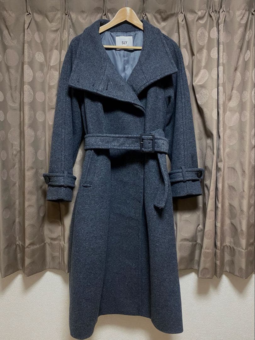 SLY WIDE STAND NECK LONG コート(GLAY)