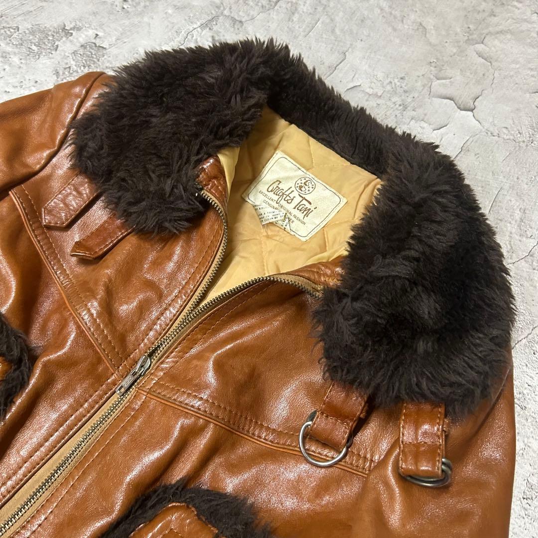 90's vintage ブラウンレザー　ムートンジャケット　y2k ギャル