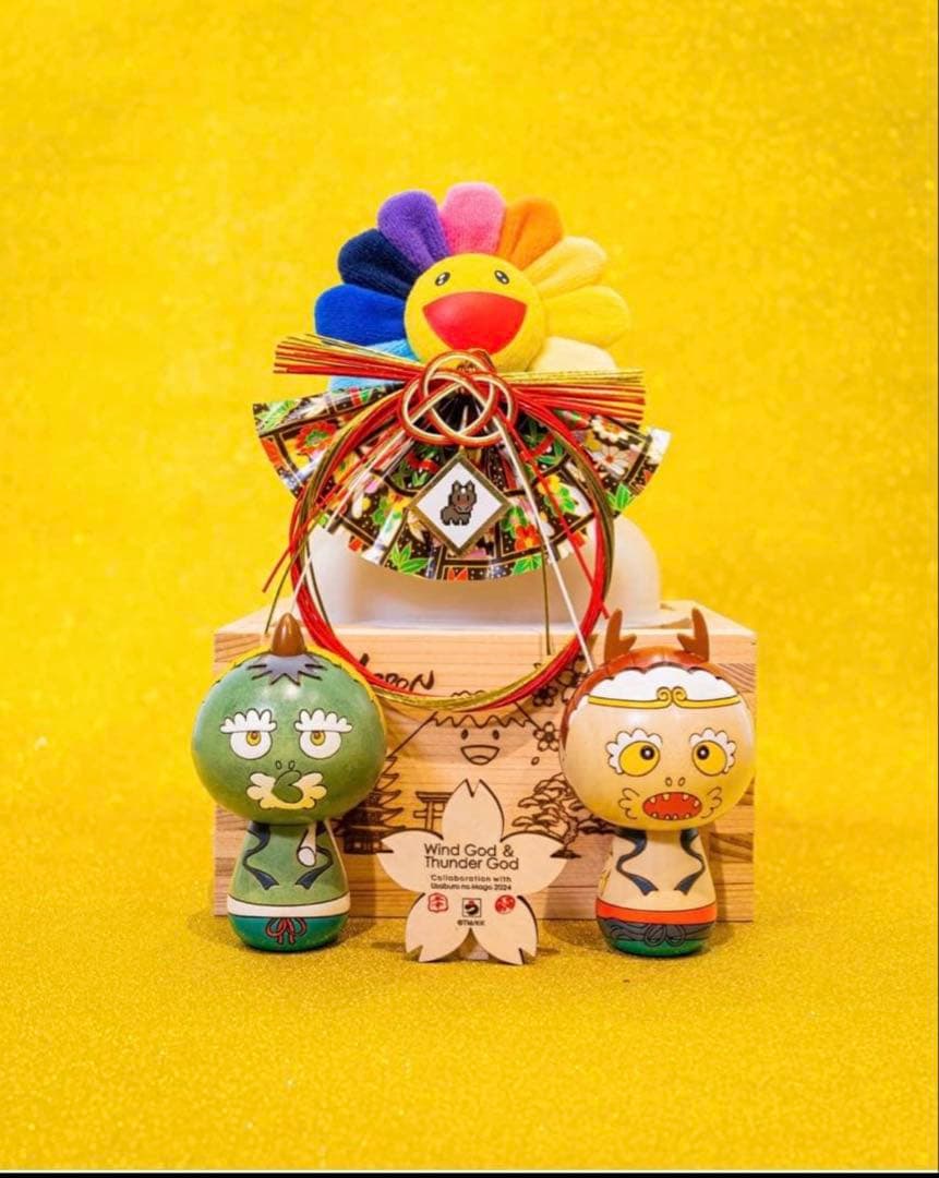 村上隆 風神雷神こけし小 Kokeshi 卯三郎の孫コラボ　もののけ京都