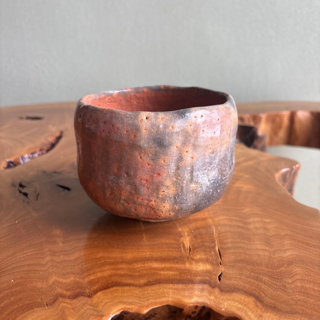 赤楽茶碗 吉村楽入造 楽入窯 楽焼 抹茶碗 茶道具 共箱(140)
