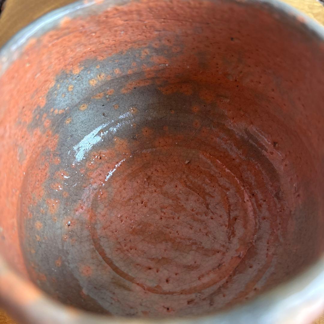 赤楽茶碗 吉村楽入造 楽入窯 楽焼 抹茶碗 茶道具 共箱(140)