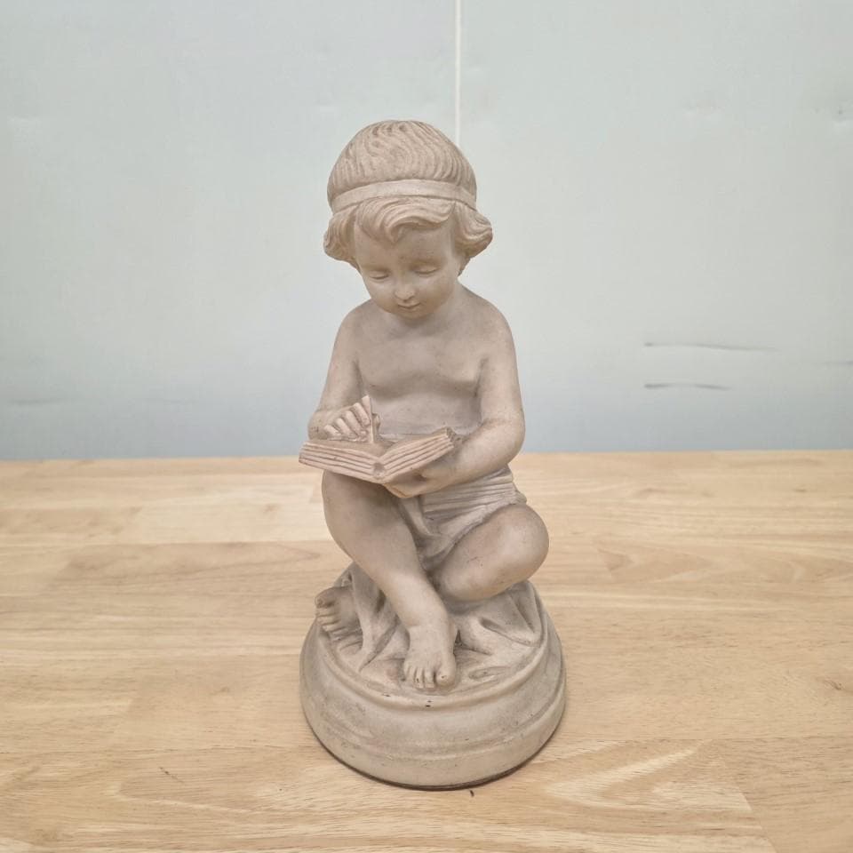 西洋彫刻 大理石 子供の彫刻 本を読む 彫刻 美術