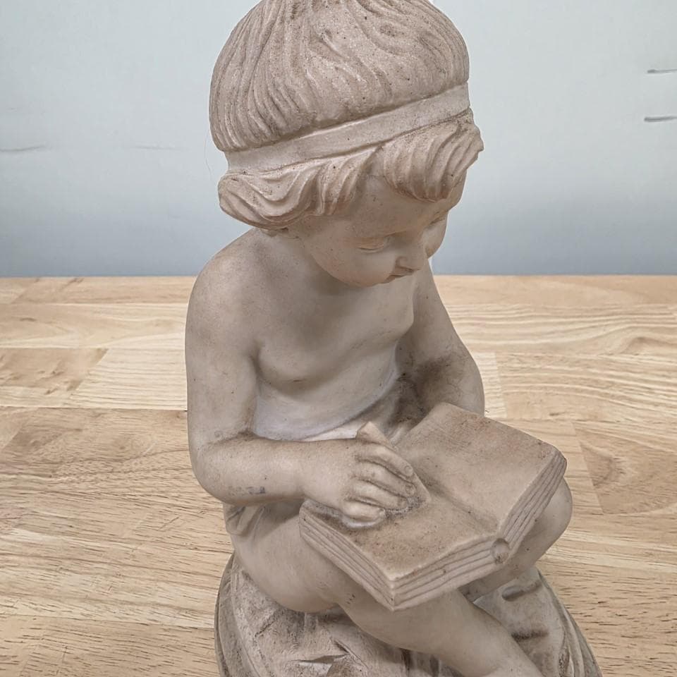 西洋彫刻 大理石 子供の彫刻 本を読む 彫刻 美術
