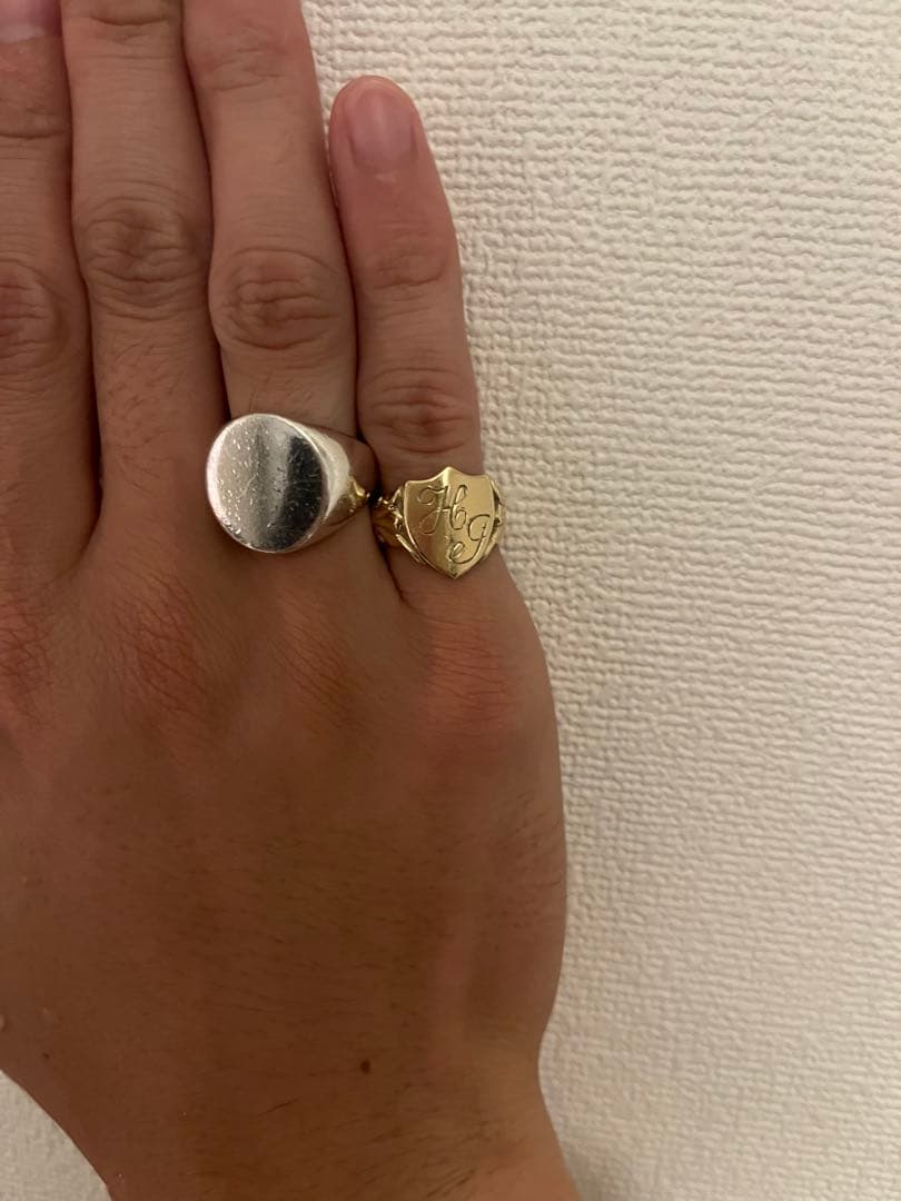 k9 ゴールド　ビンテージ　シグネットリング　シールド型