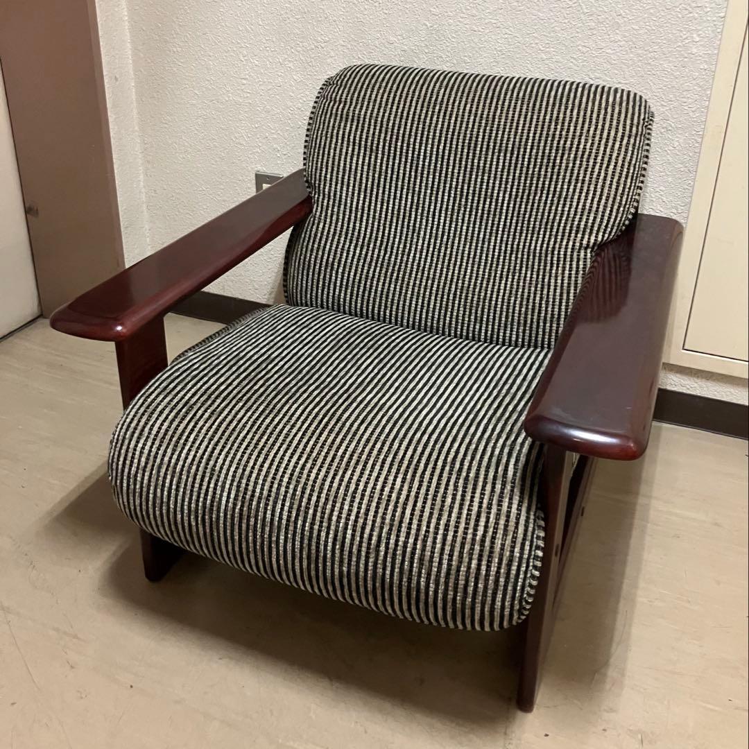 karimokuオールド カリモクファニチャー ストライプウッドアームシングル