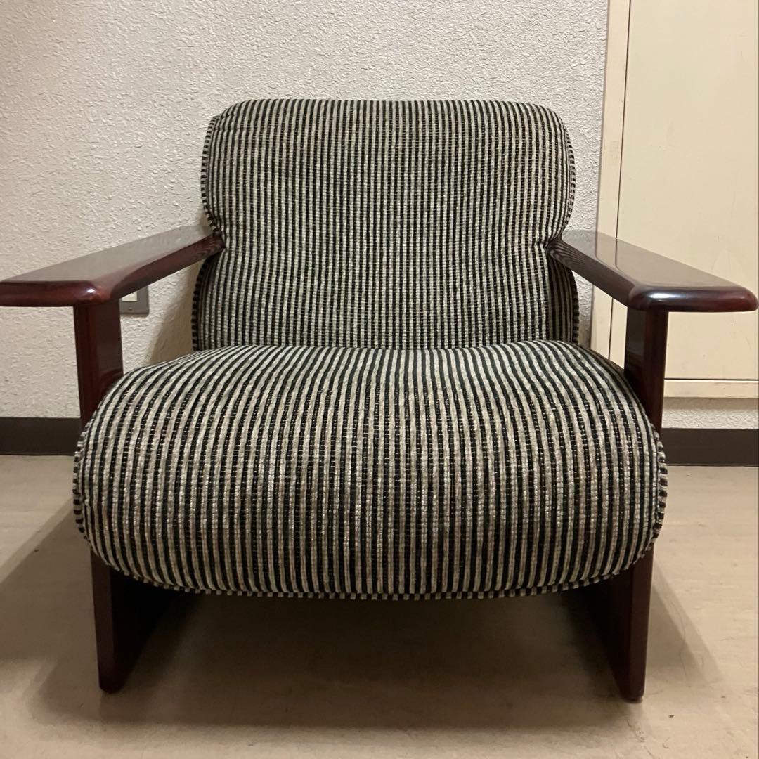 karimokuオールド カリモクファニチャー ストライプウッドアームシングル