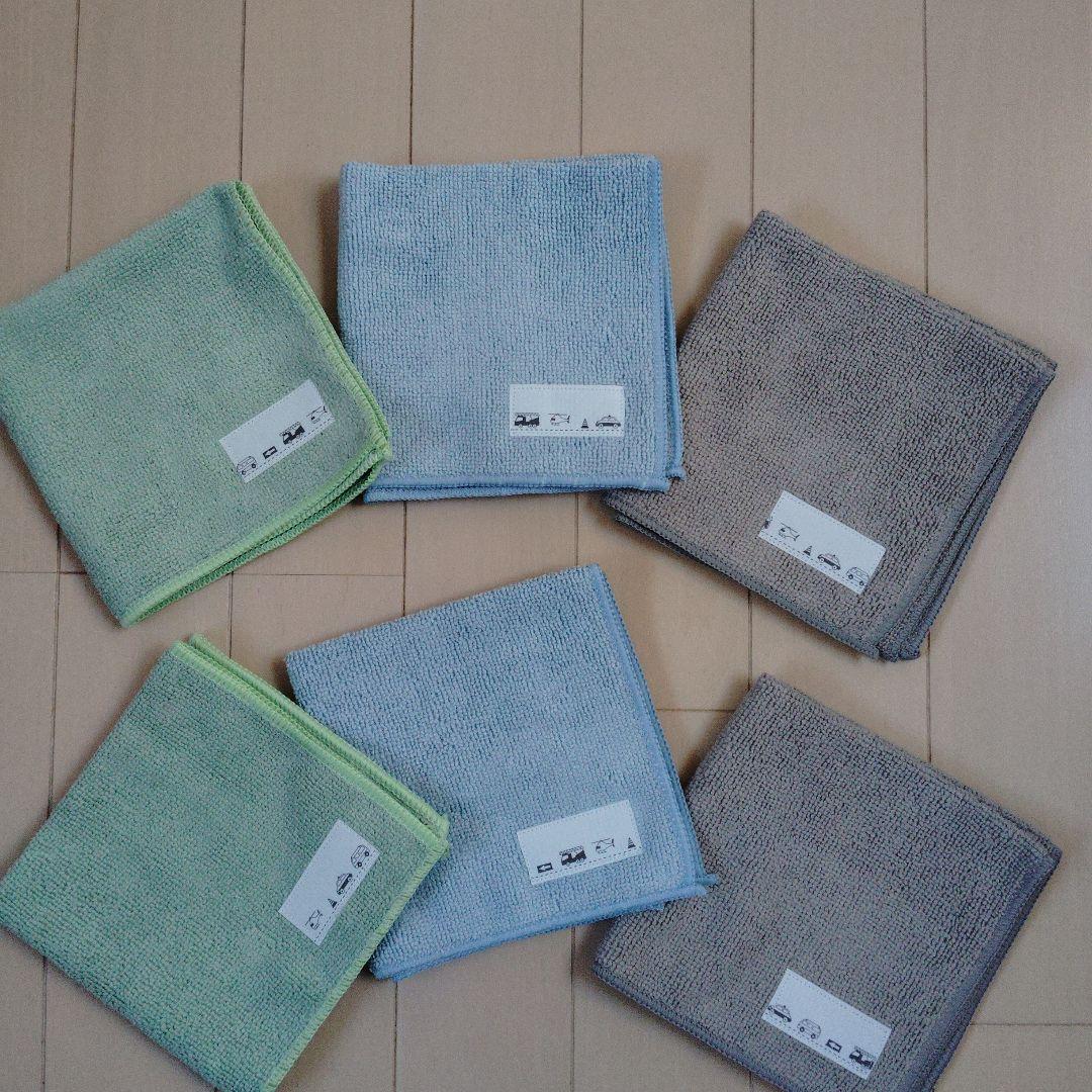 お手拭きタオル　おしぼり　幼稚園　保育園 働く車タグ　６枚セット　ハンドメイド