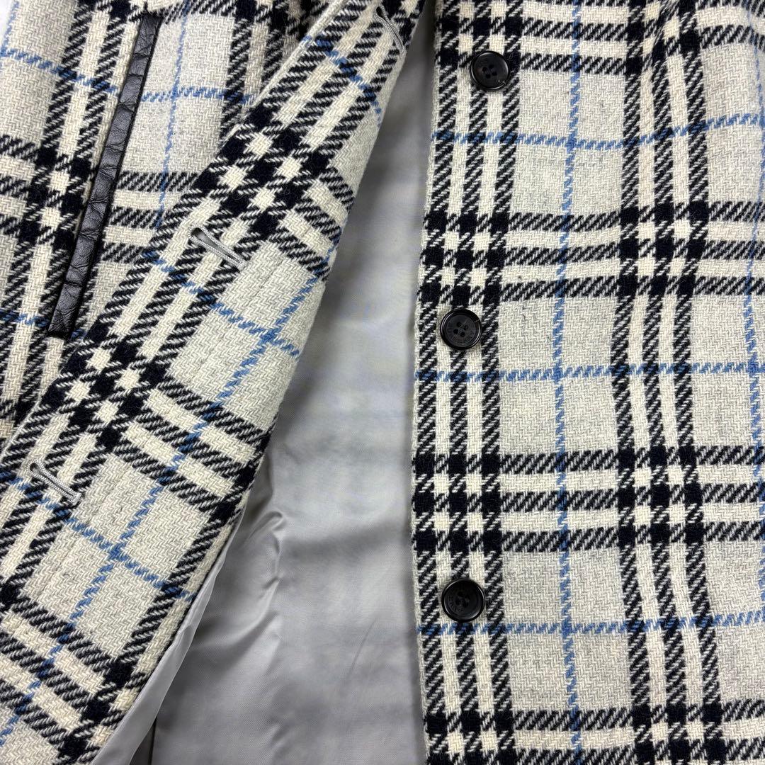 【美品】バーバリー　ビンテージ　ロングコート　ノバチェック　グレーブルー40 L