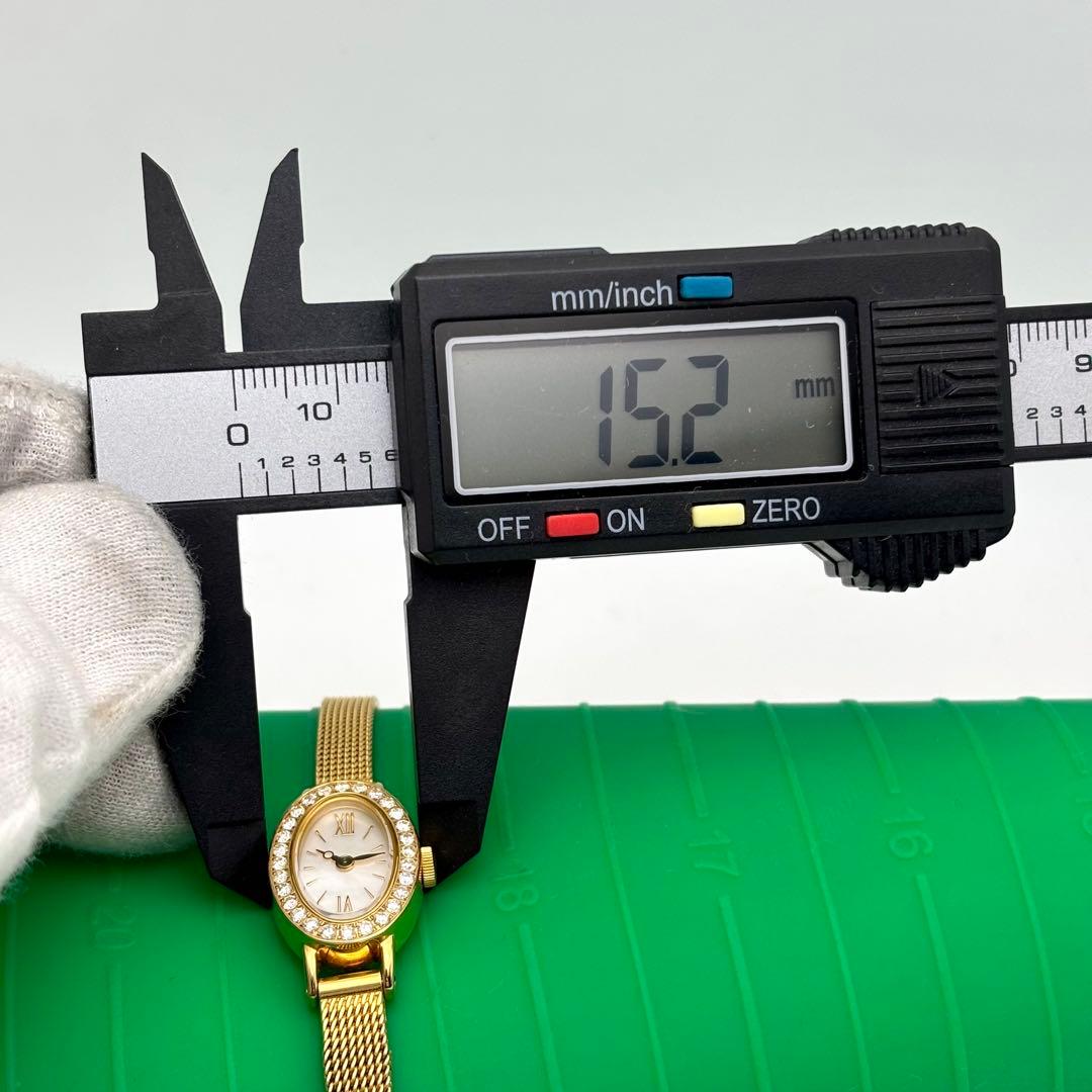 激レア✨ルナージュ 時計 ダイヤベゼル 0.46ct ゴールド オーバル シェル