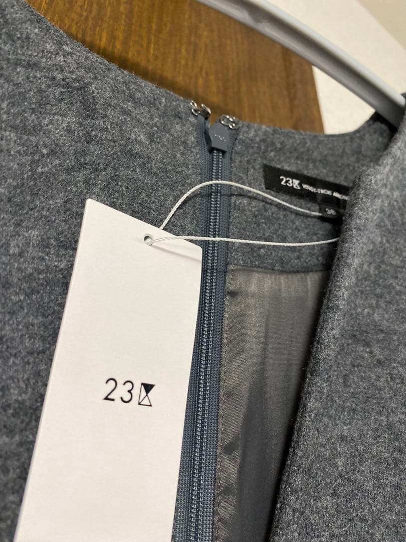 ウールミルドジャージー　ボックスタック　ジャンパースカート　グレー系　サイズ38