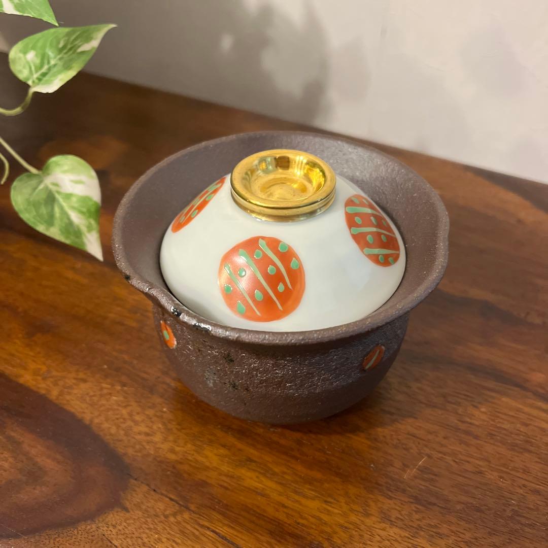 有田焼金彩赤丸紋蓋付椀5点セット