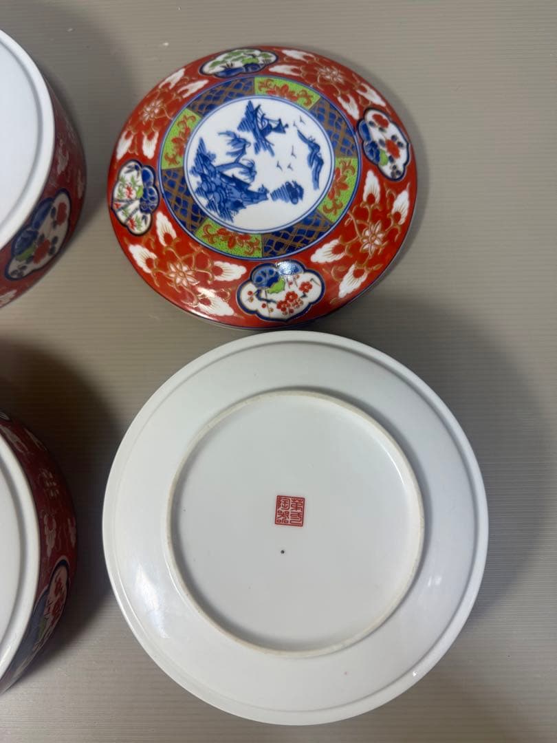 2295 伊万里風 松竹梅 三段重 提げ台