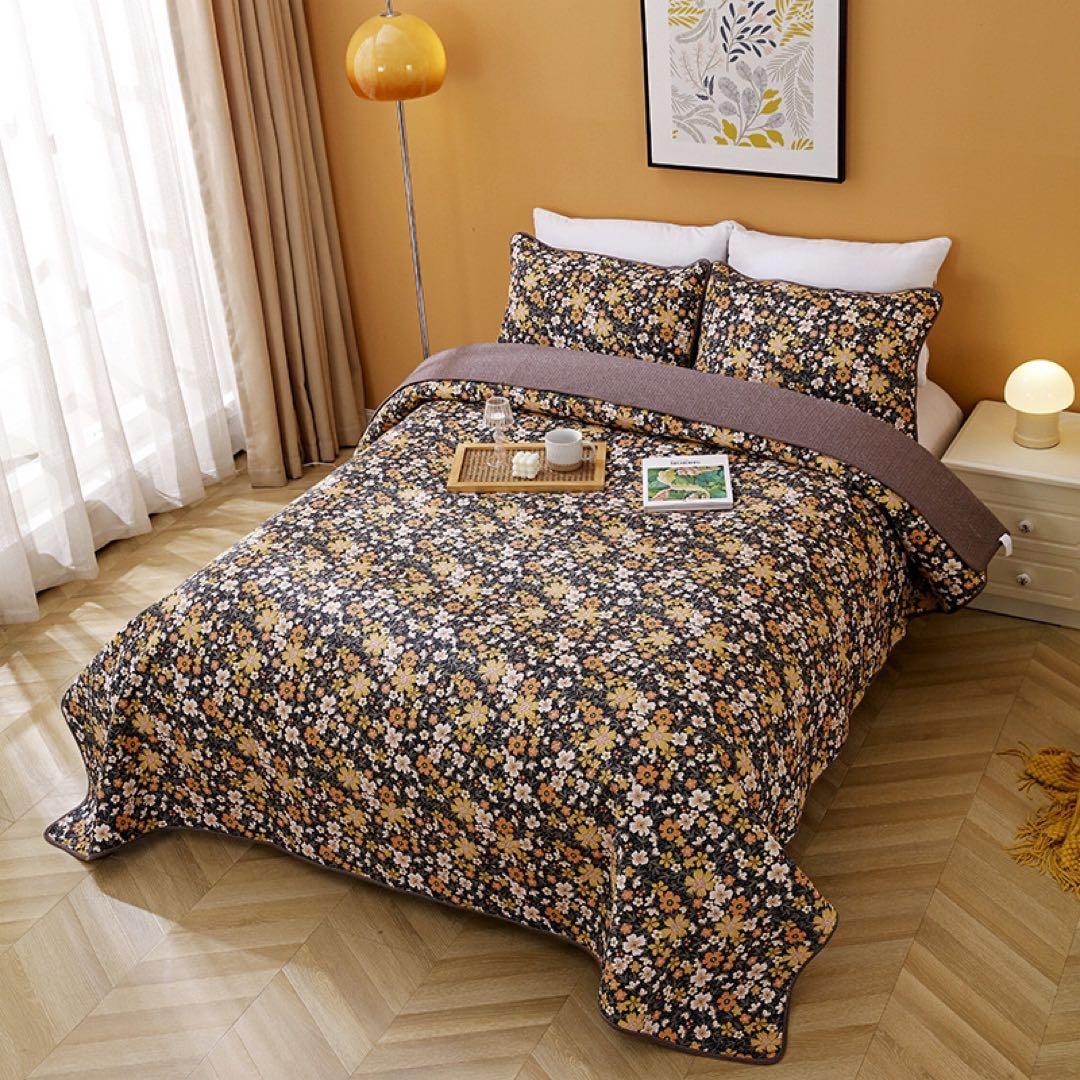 キルトベッドカバー3点セット綿マルチカバー キルティング 287