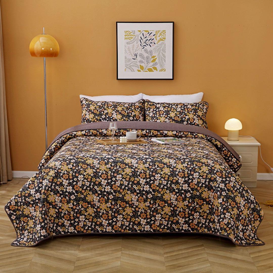 キルトベッドカバー3点セット綿マルチカバー キルティング 287