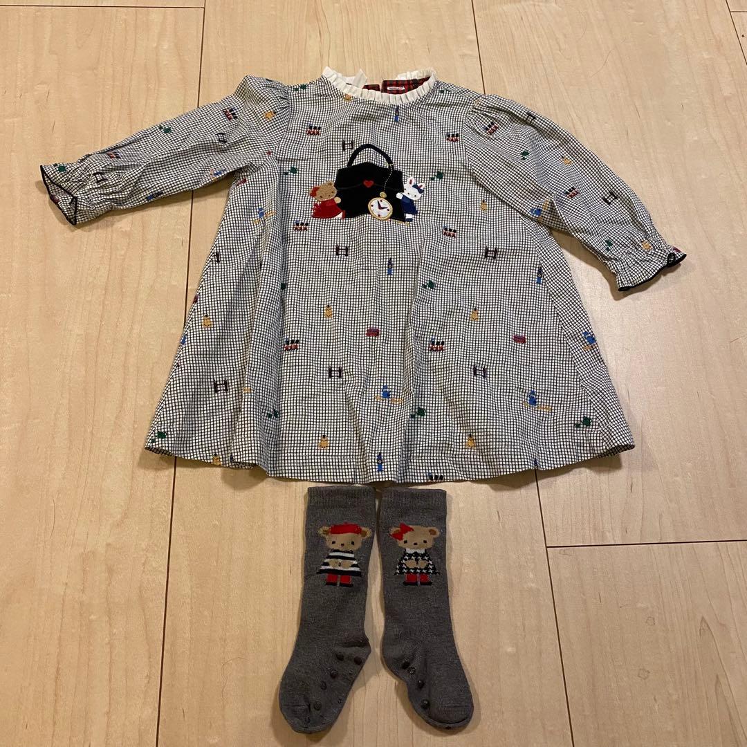familiar ロンドン　ワンピース　靴下セット 80