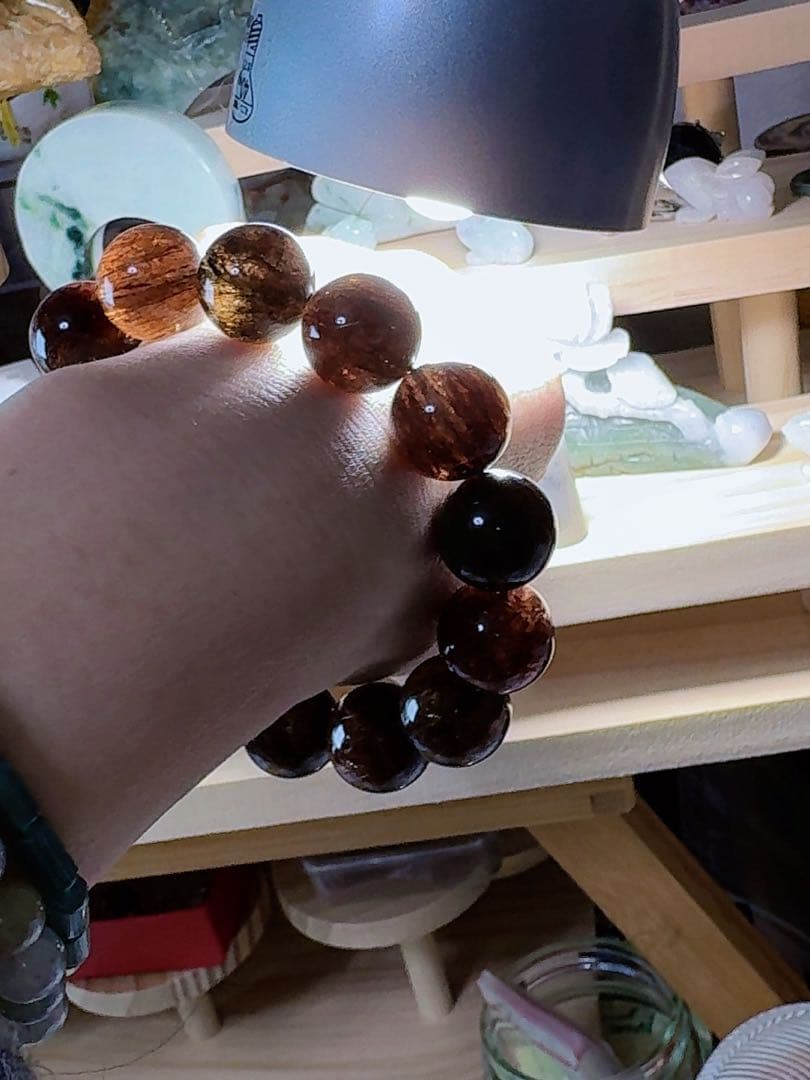 CS-0456天然無処理 本水晶保証 天然黒金超七　スーパーセブンブレスレット