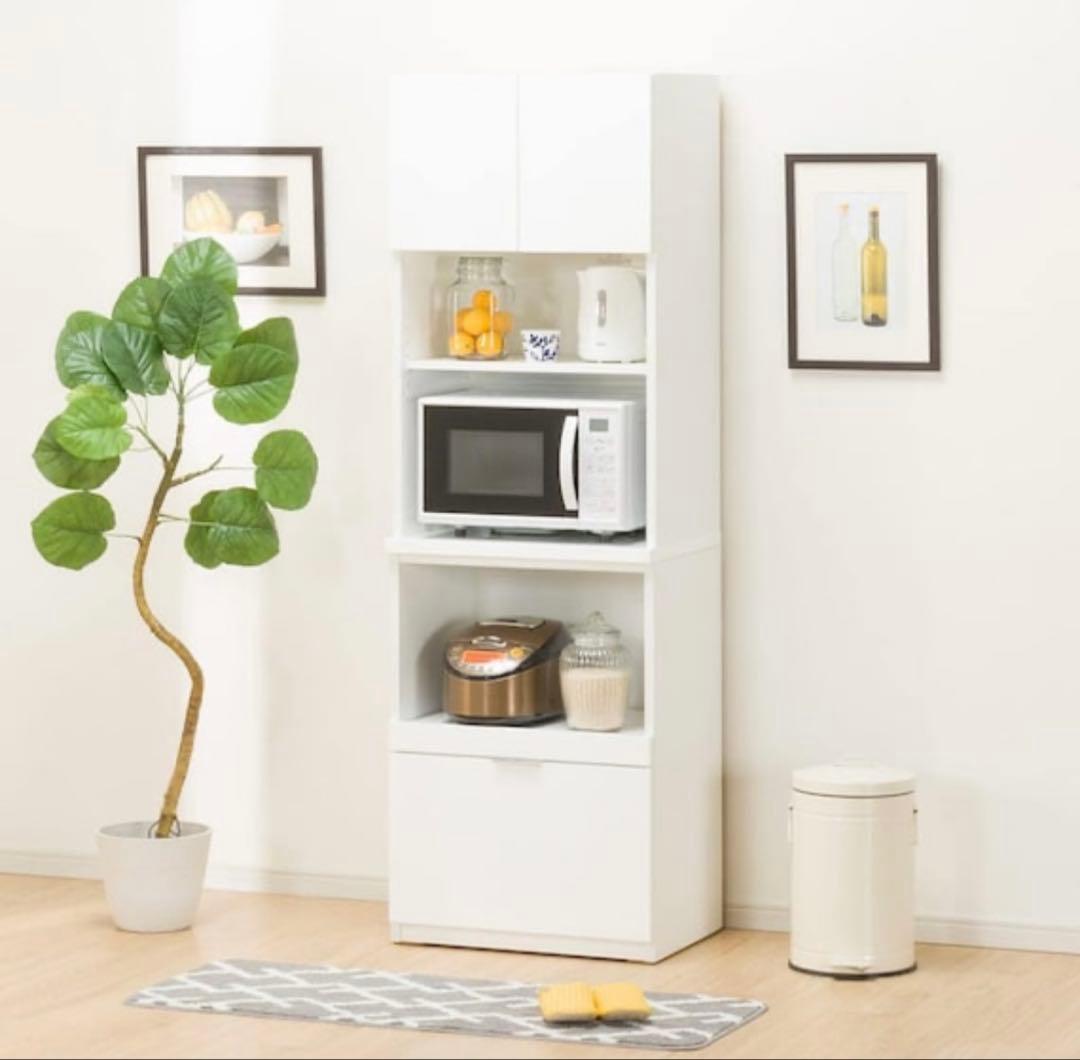 ニトリ/レンジボード 上部収納付き(ホワイト) (エトナ60RB WH/SI)