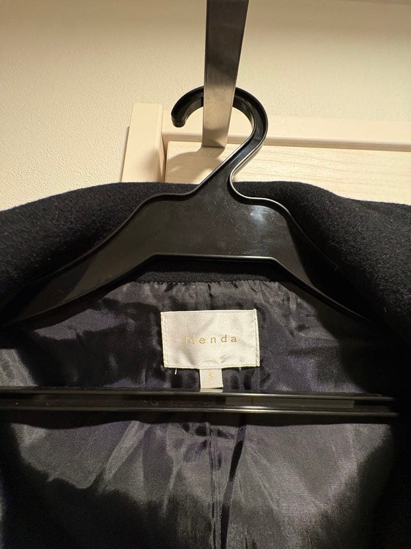 rienda オーバーネックシンデレララインミニコート Sブラック