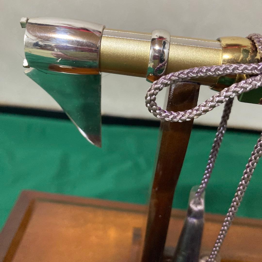 銀製刀型置物 木製スタンド付き