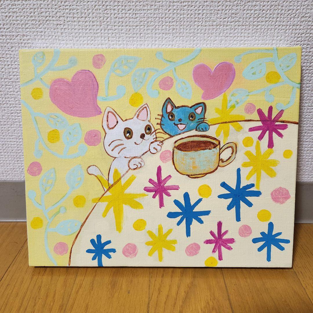 原画一点物　猫の絵画 キャンバス F3サイズ