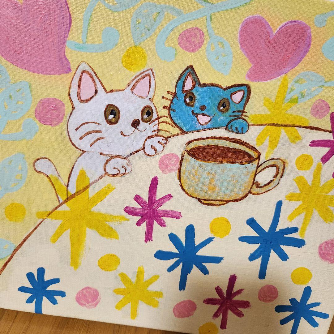 原画一点物　猫の絵画 キャンバス F3サイズ