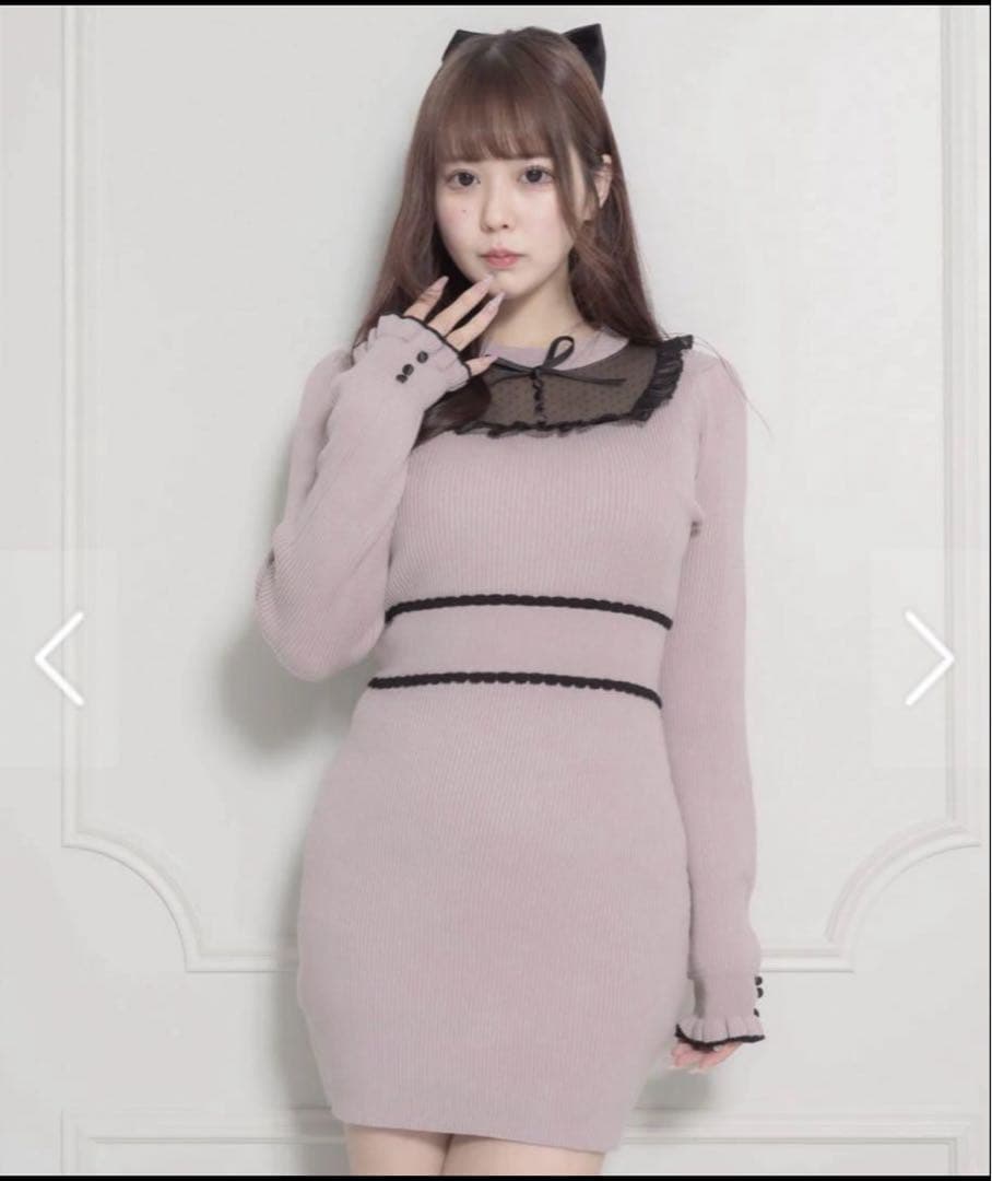 pium チュールフリルドーリーニットワンピース