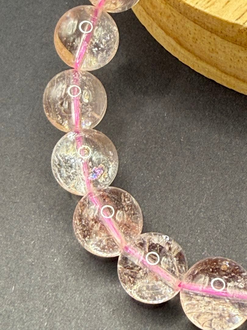 天然石 ピンクサゲニティッククォーツ ブレスレット （内周・15cm）⑦