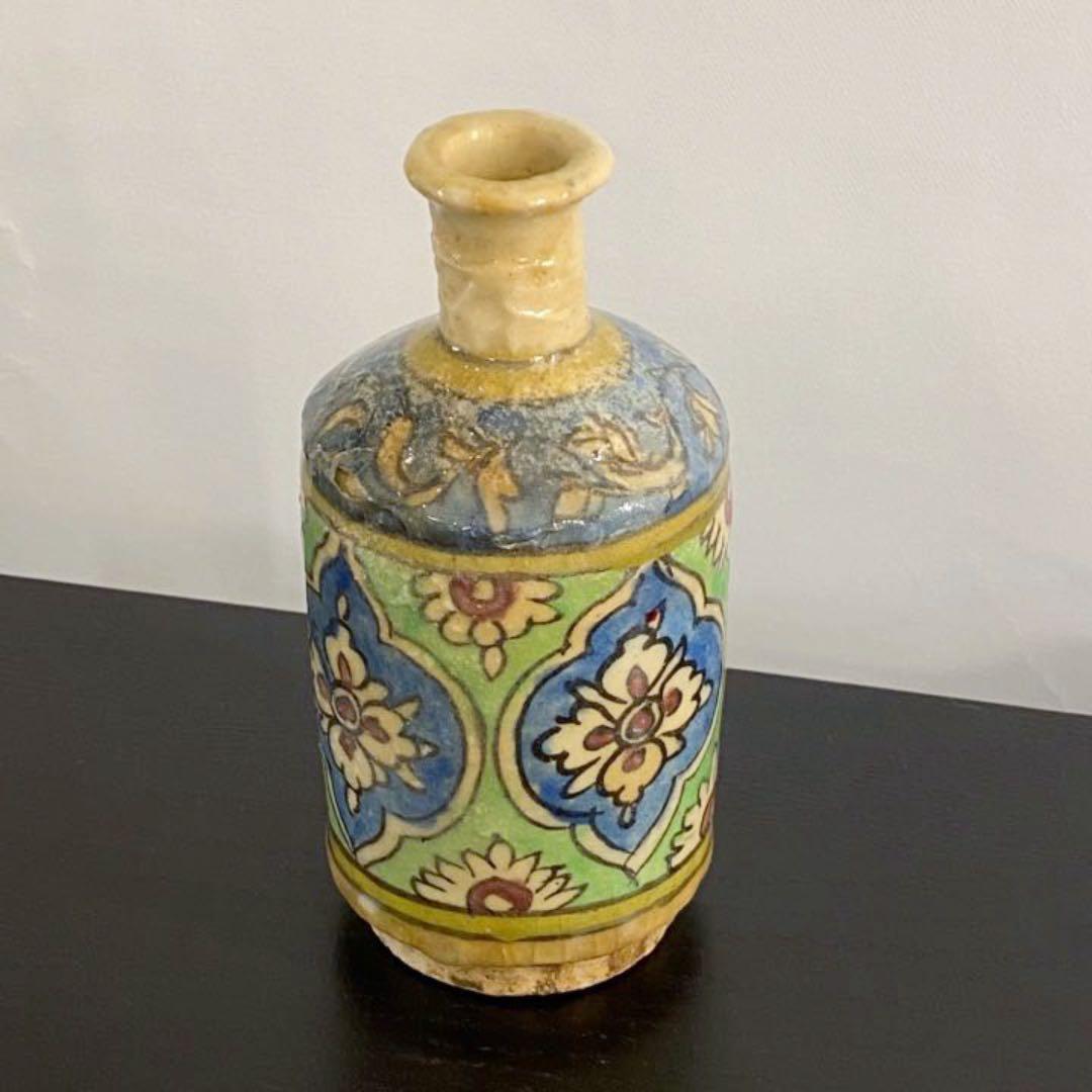 イラン19世紀 ペルシャ 筒型 花瓶 イスラム陶器 ヨーロッパ アンティーク