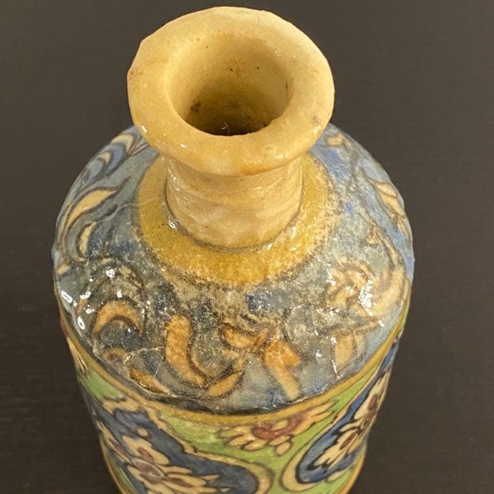 イラン19世紀 ペルシャ 筒型 花瓶 イスラム陶器 ヨーロッパ アンティーク