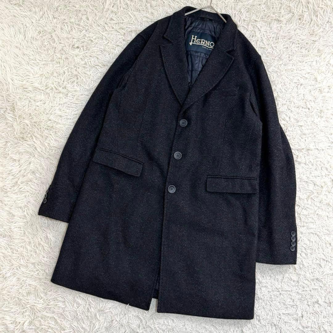 16798✨ヘルノ チェスターコート ヘリンボーン ツイード 50 LL