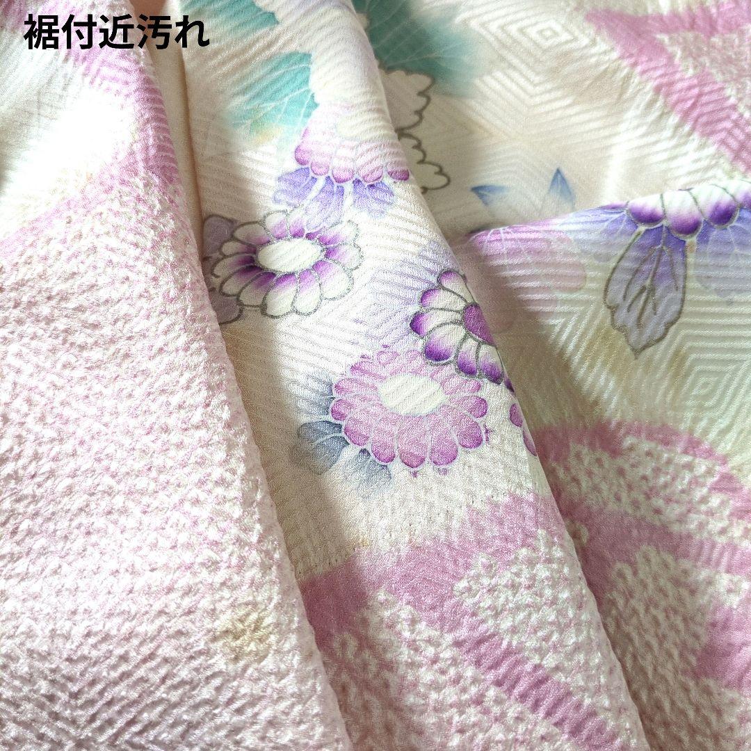 振袖セット　花車文　正絹　友禅　金駒刺繍　入子菱地紋　金彩加工　高級手絞り 17