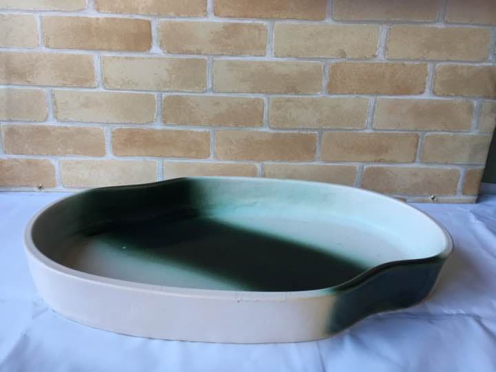 信楽焼 変形小判水盤 花器