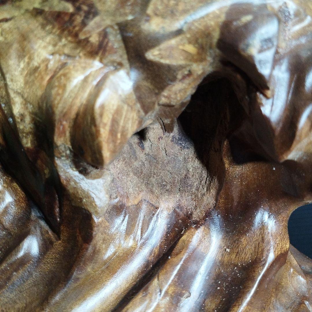 【唐木】花梨 ？鯉 置物 高さ約42.0㎝ 幅約40.0㎝ カリン材 オブジェ