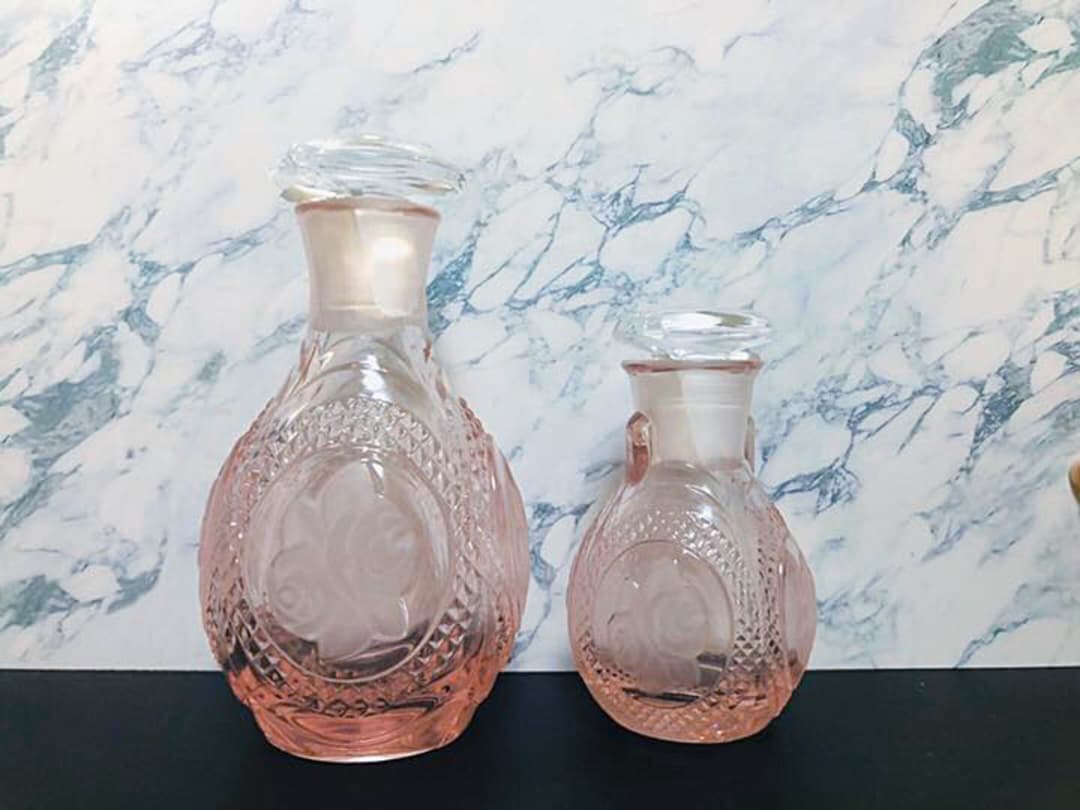 北一硝子 液ダレしない ガラス醤油差し バラ柄 ピンク色