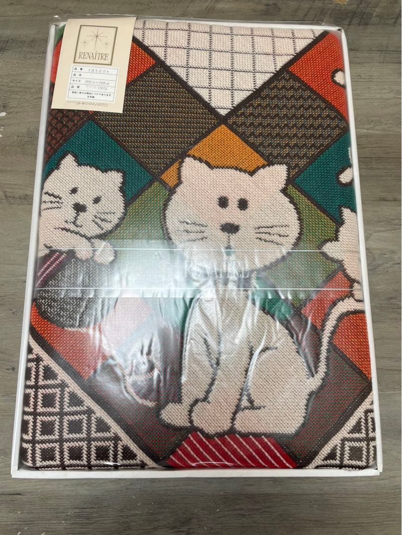 RENAÎTRE ルネートル 猫柄 大判ブランケット 200×200 アクリル