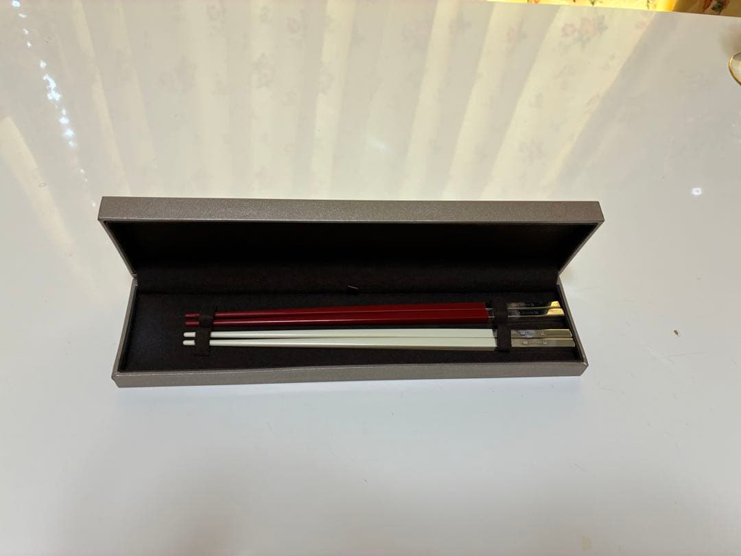 クリストフル　紅白箸2本セット